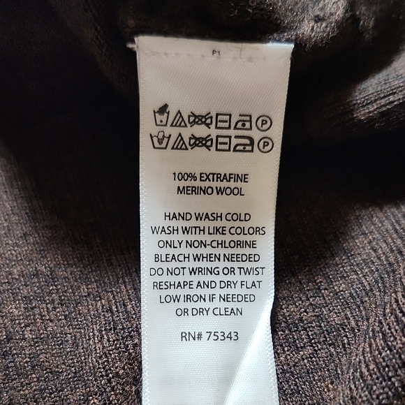 MAX STUDIO Chocolate brown 100% Extra fine Merino wool sweater - Picture 7 of 9